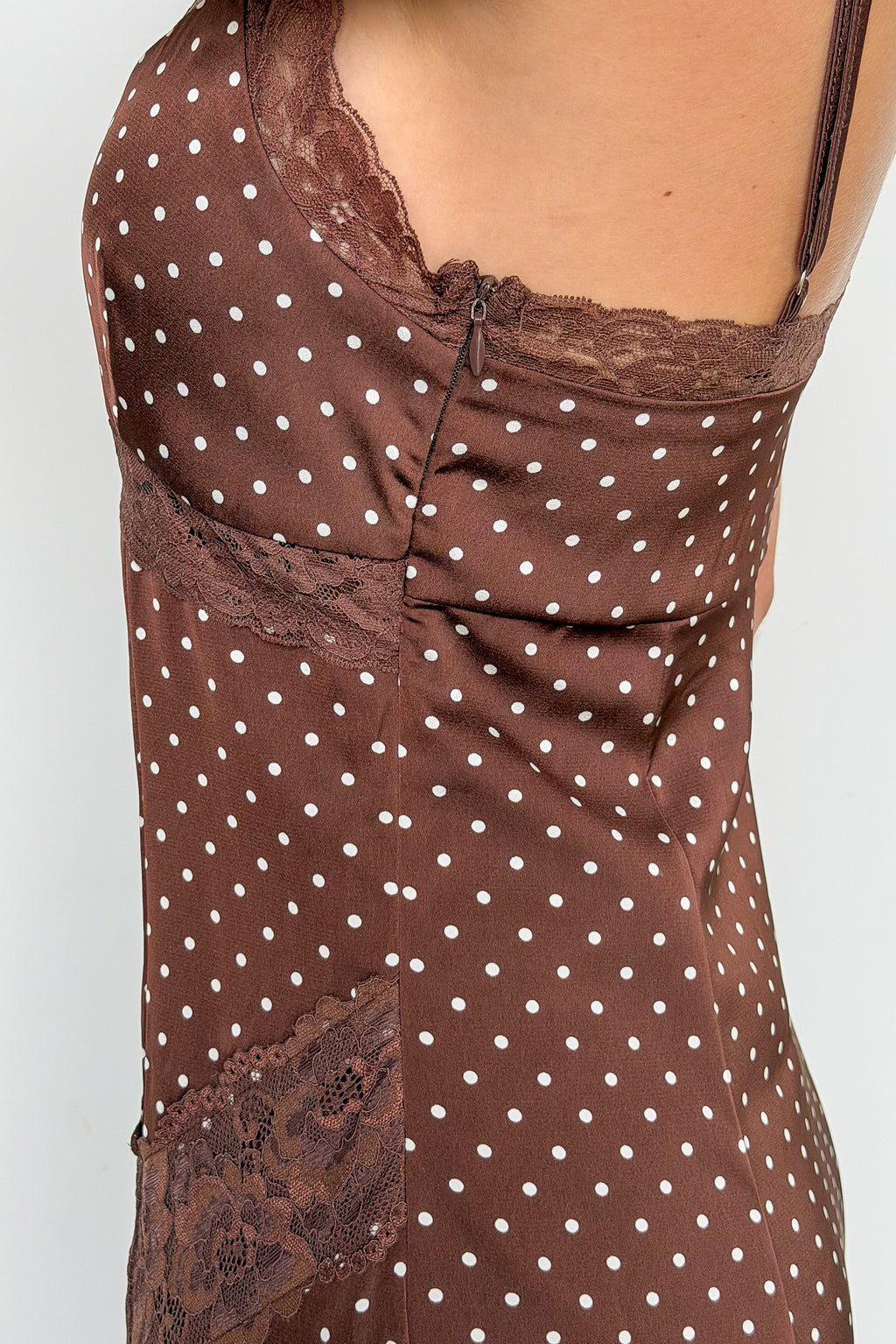 Dreamy Dot Lace Trim Midi Dress - Madison and Mallory