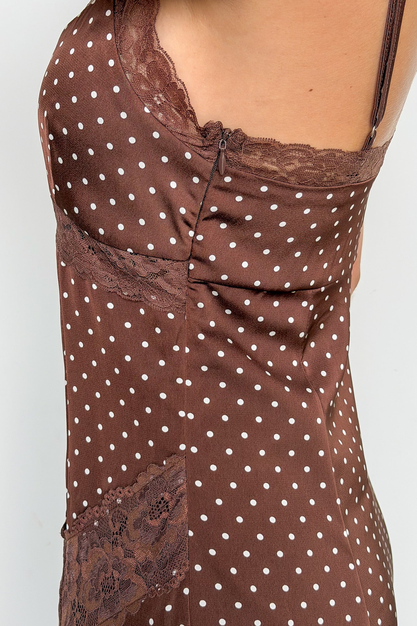 Dreamy Dot Lace Trim Midi Dress - Madison and Mallory