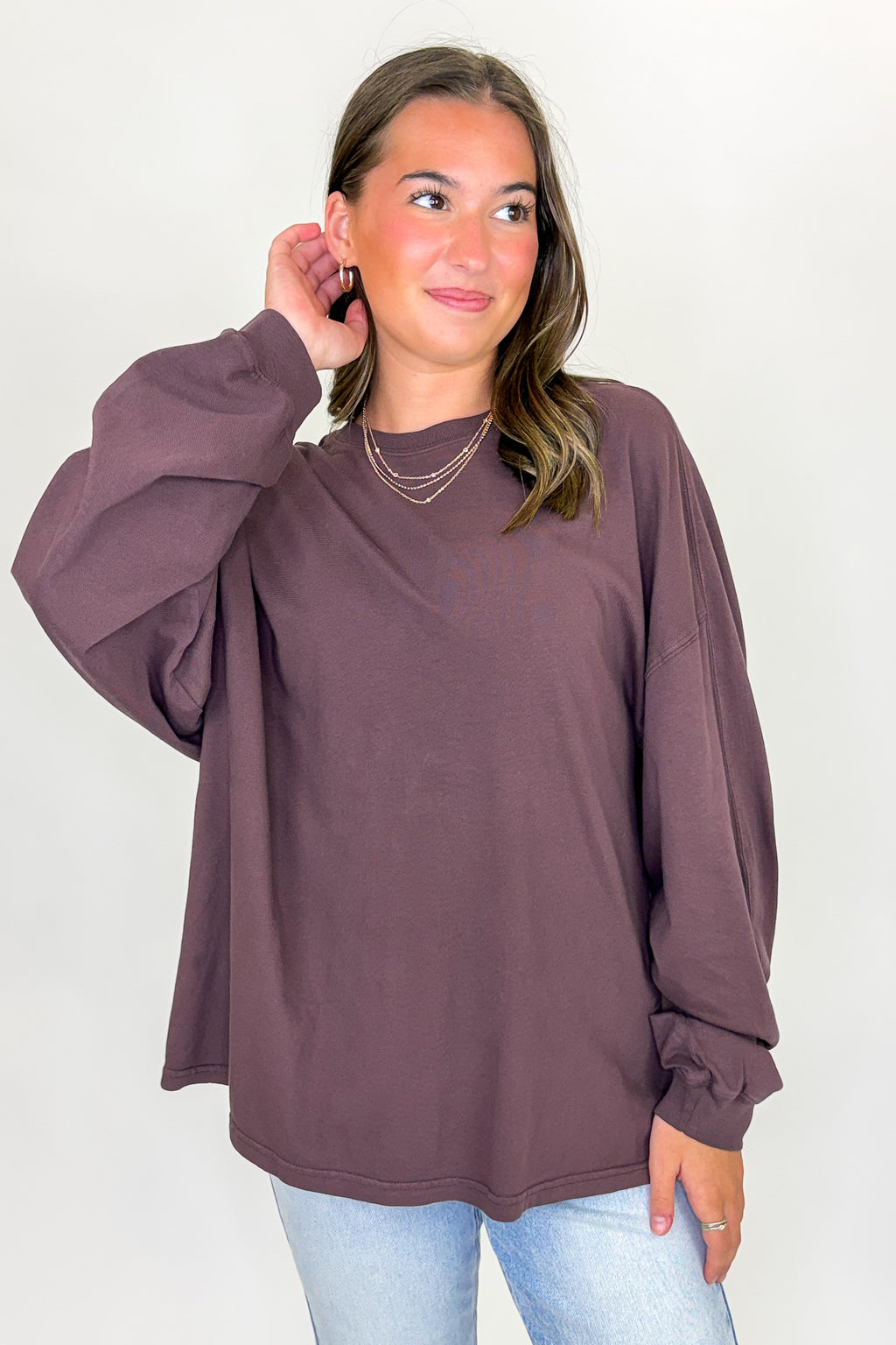 Cocoa / S Drift Dye Oversized Top - Madison and Mallory