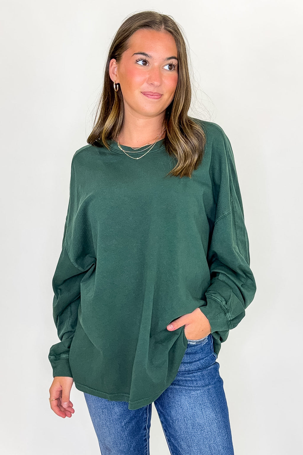 Dark Green / S Drift Dye Oversized Top - Madison and Mallory
