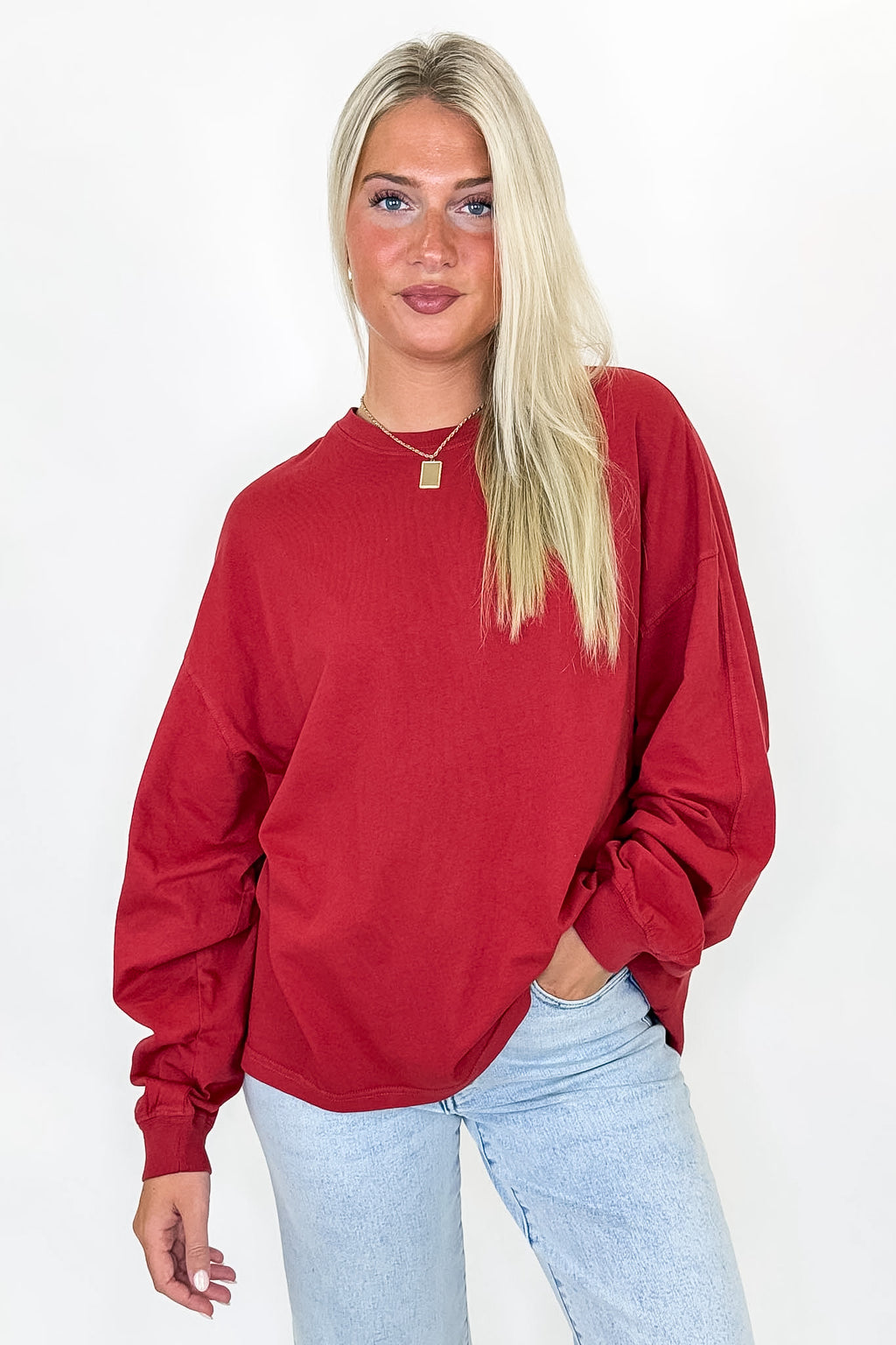 Dark Red / S Drift Dye Oversized Top - Madison and Mallory