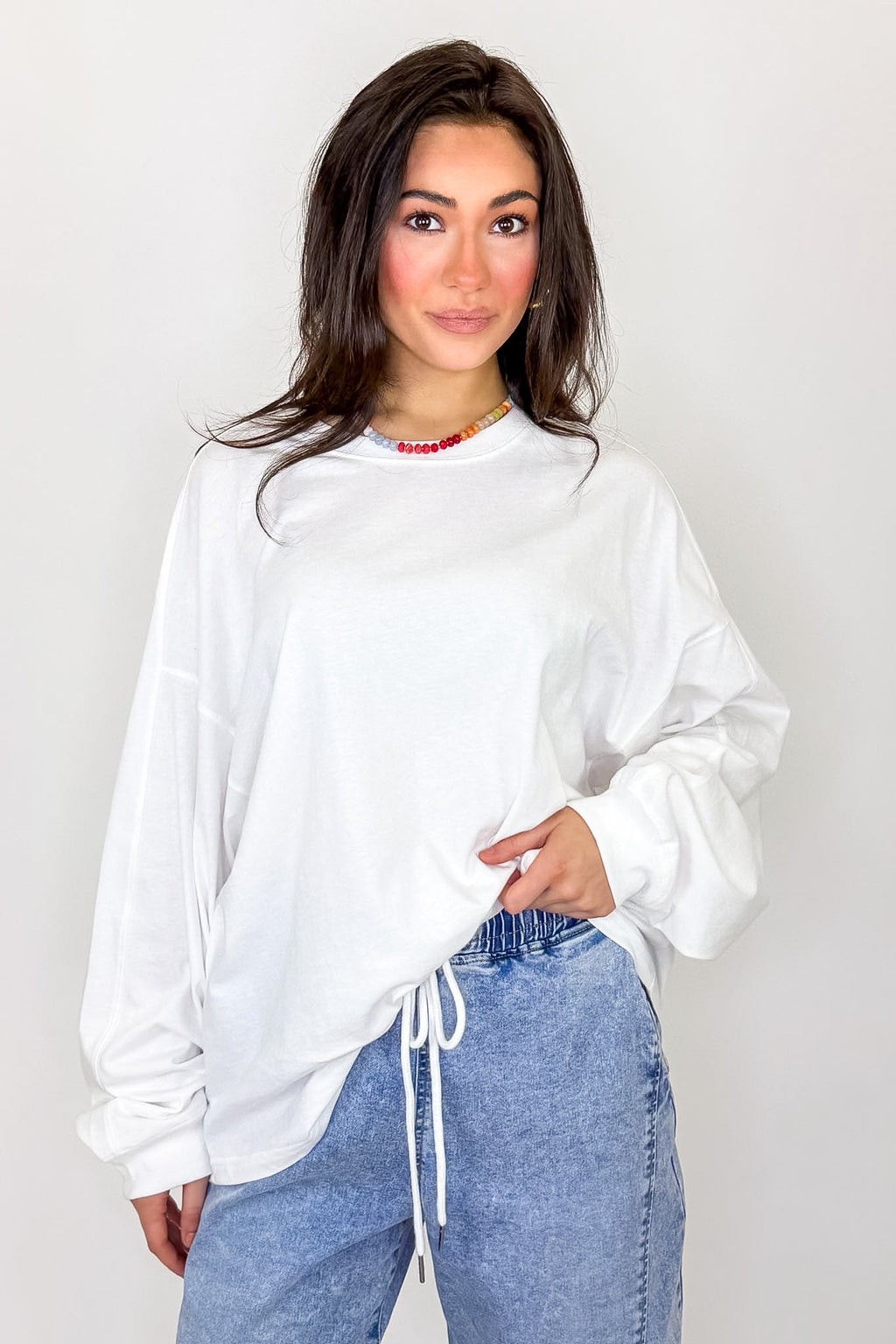 White / S Drift Dye Oversized Top - Madison and Mallory