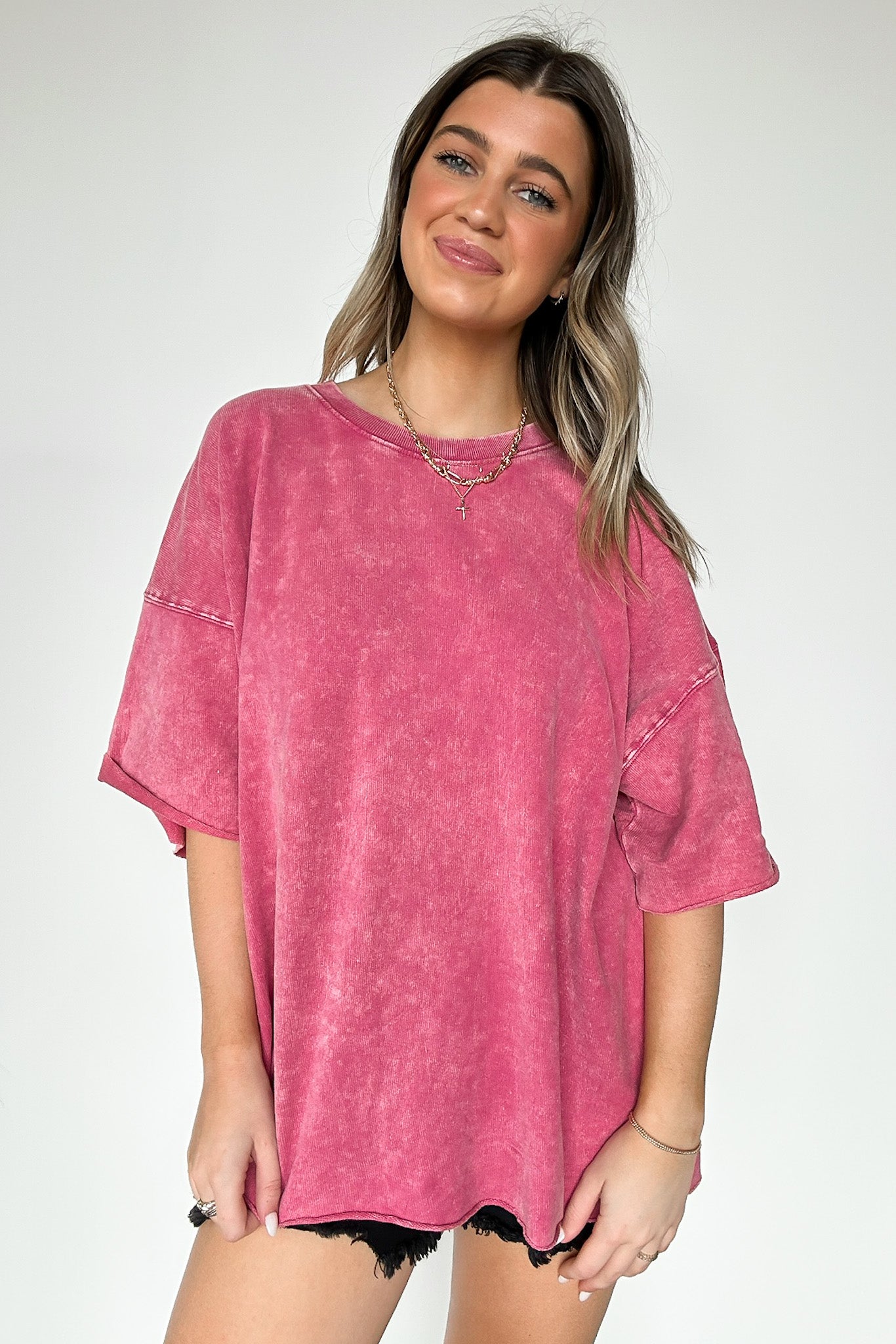 Ash Pink / SM Drifting Dreams Acid Wash Relaxed Fit Top - BACK IN STOCK - Madison and Mallory