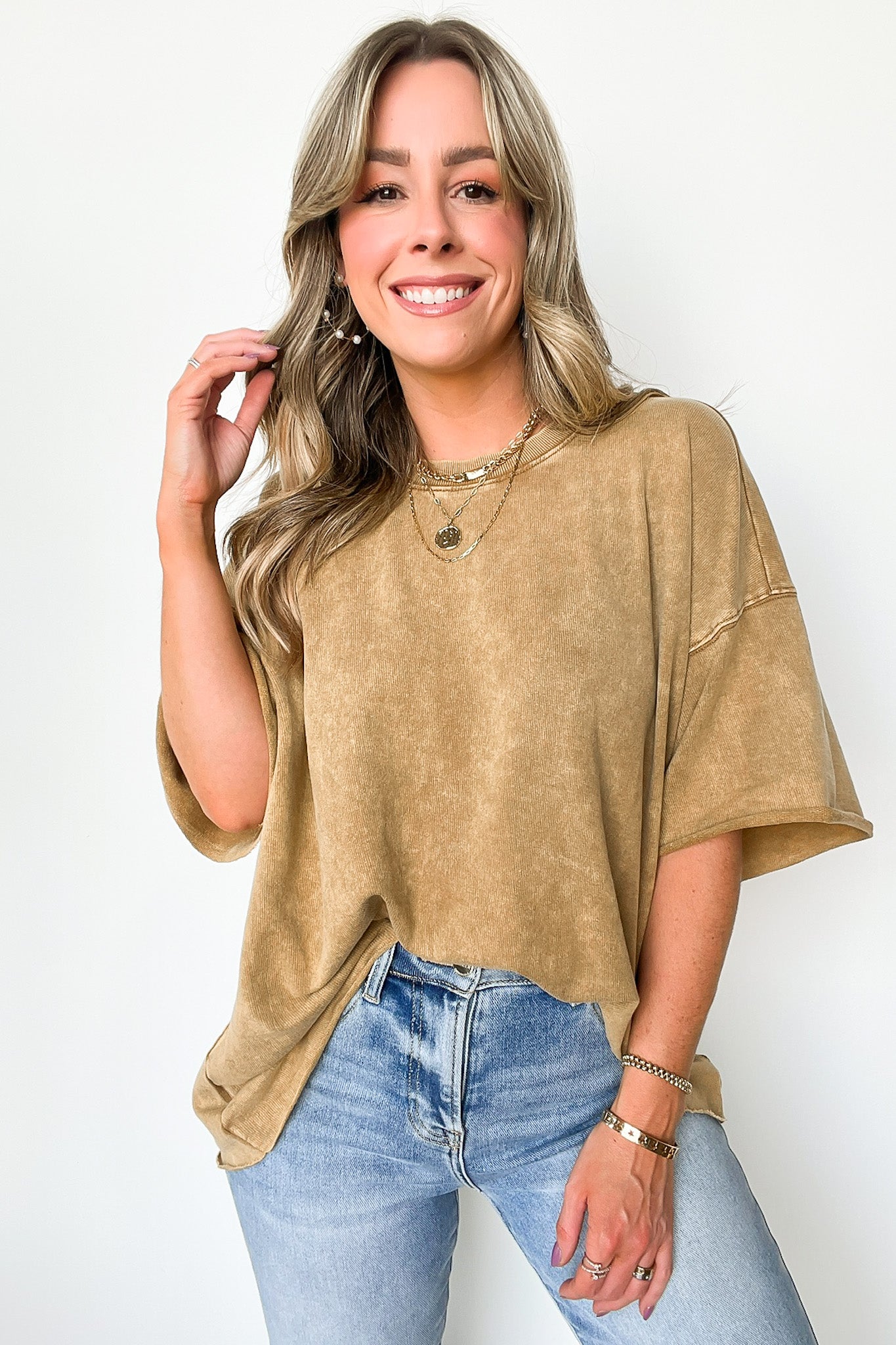  Drifting Dreams Acid Wash Relaxed Fit Top - BACK IN STOCK - Madison and Mallory