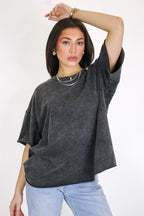 Ash Black / SM Drifting Dreams Acid Wash Relaxed Fit Top - Madison and Mallory