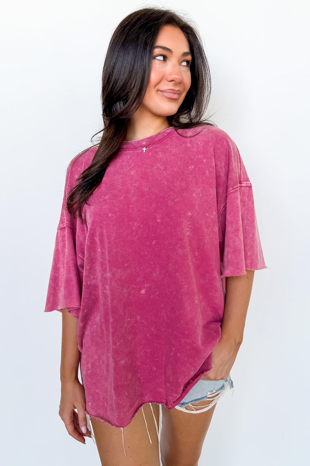Ash Pink / SM Drifting Dreams Acid Wash Relaxed Fit Top - Madison and Mallory