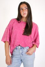 Ash Pink / SM Drifting Dreams Acid Wash Relaxed Fit Top - Madison and Mallory