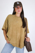 Camel / SM Drifting Dreams Acid Wash Relaxed Fit Top - Madison and Mallory