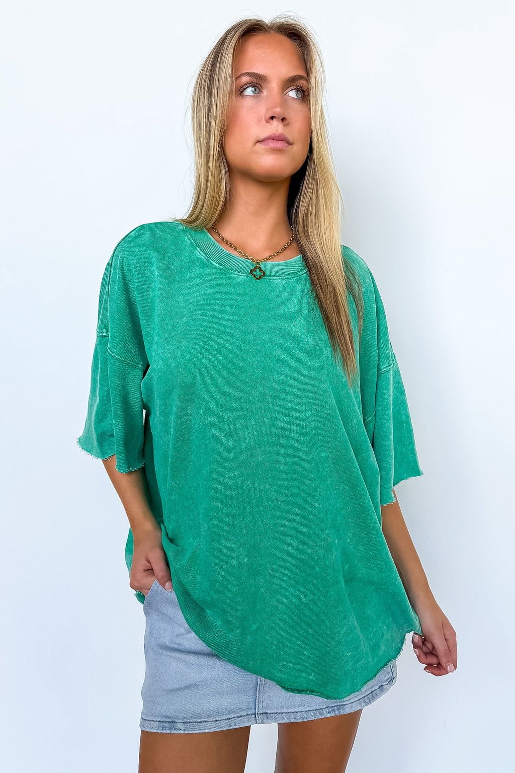 Kelly Green / SM Drifting Dreams Acid Wash Relaxed Fit Top - Madison and Mallory