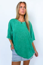 Kelly Green / SM Drifting Dreams Acid Wash Relaxed Fit Top - Madison and Mallory