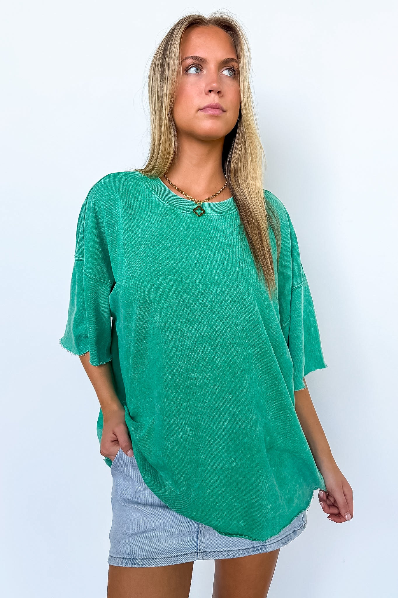 Kelly Green / SM Drifting Dreams Acid Wash Relaxed Fit Top - BACK IN STOCK - Madison and Mallory
