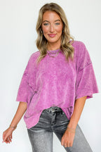 Light Plum / SM Drifting Dreams Acid Wash Relaxed Fit Top - Madison and Mallory