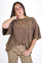 Mahogany / SM Drifting Dreams Acid Wash Relaxed Fit Top - Madison and Mallory