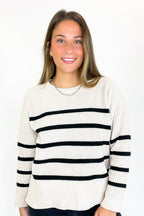 Prep Line Relaxed Fit Ribbed Knit Striped Sweater - FINAL SALE - Madison and Mallory