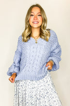 Heritage Knit V-Neck Cable Sweater - FINAL SALE - Madison and Mallory