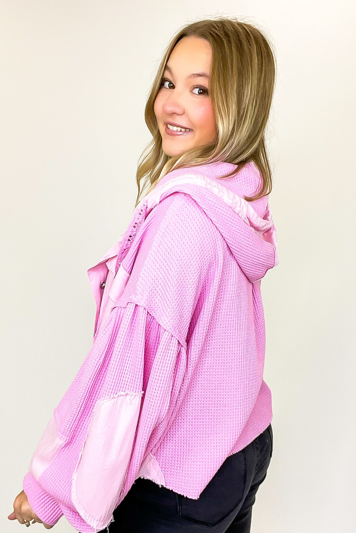 Desert Mornings Thermal Button Down Hooded Shacket - Madison and Mallory