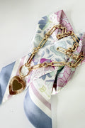 Gold Amour Link Etched Heart Chain Necklace - Madison and Mallory