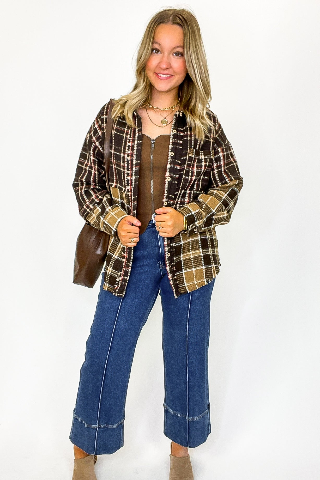 Notoriously Cool Mixed Plaid Oversized Shacket - Madison and Mallory