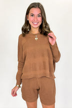 Coconut / S Ease Relaxed Fit Knit Top and Shorts Set - FINAL SALE - Madison and Mallory