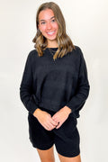 Black / S Ease Relaxed Fit Knit Top and Shorts Set - FINAL SALE - Madison and Mallory