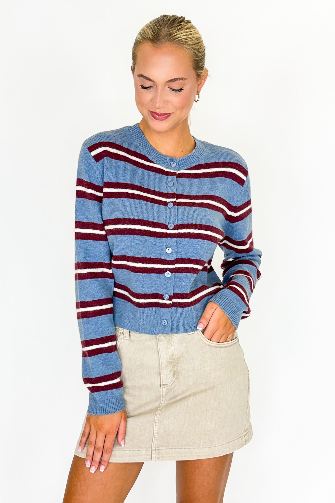 Easily Charmed Striped Cardigan - Madison and Mallory