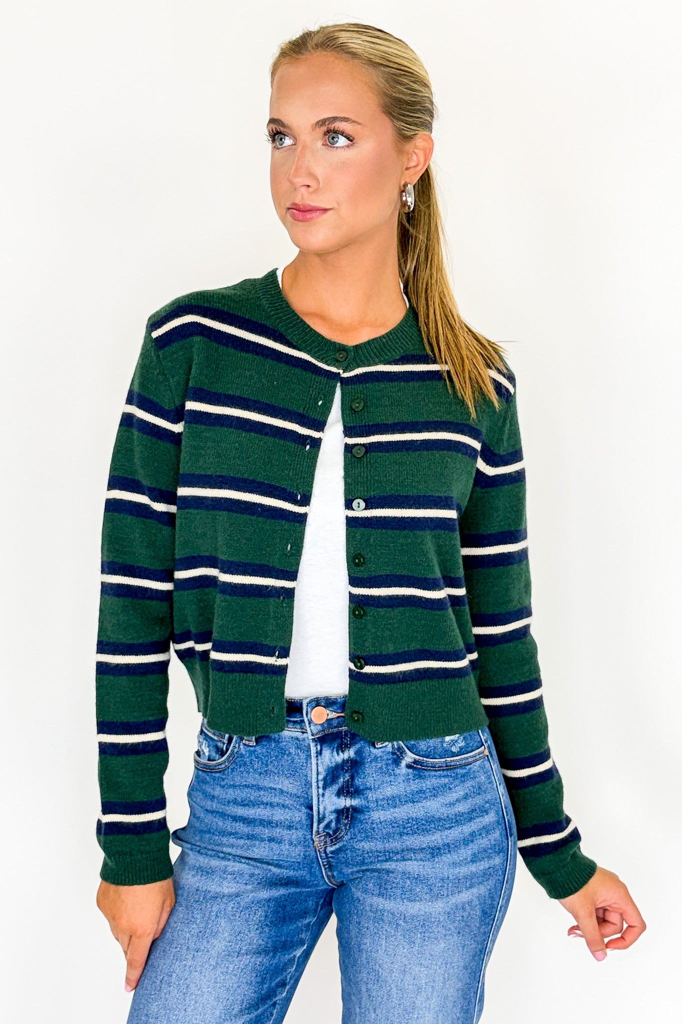 Easily Charmed Striped Cardigan - Madison and Mallory