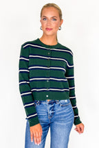 Green Multi / S Easily Charmed Striped Cardigan - Madison and Mallory
