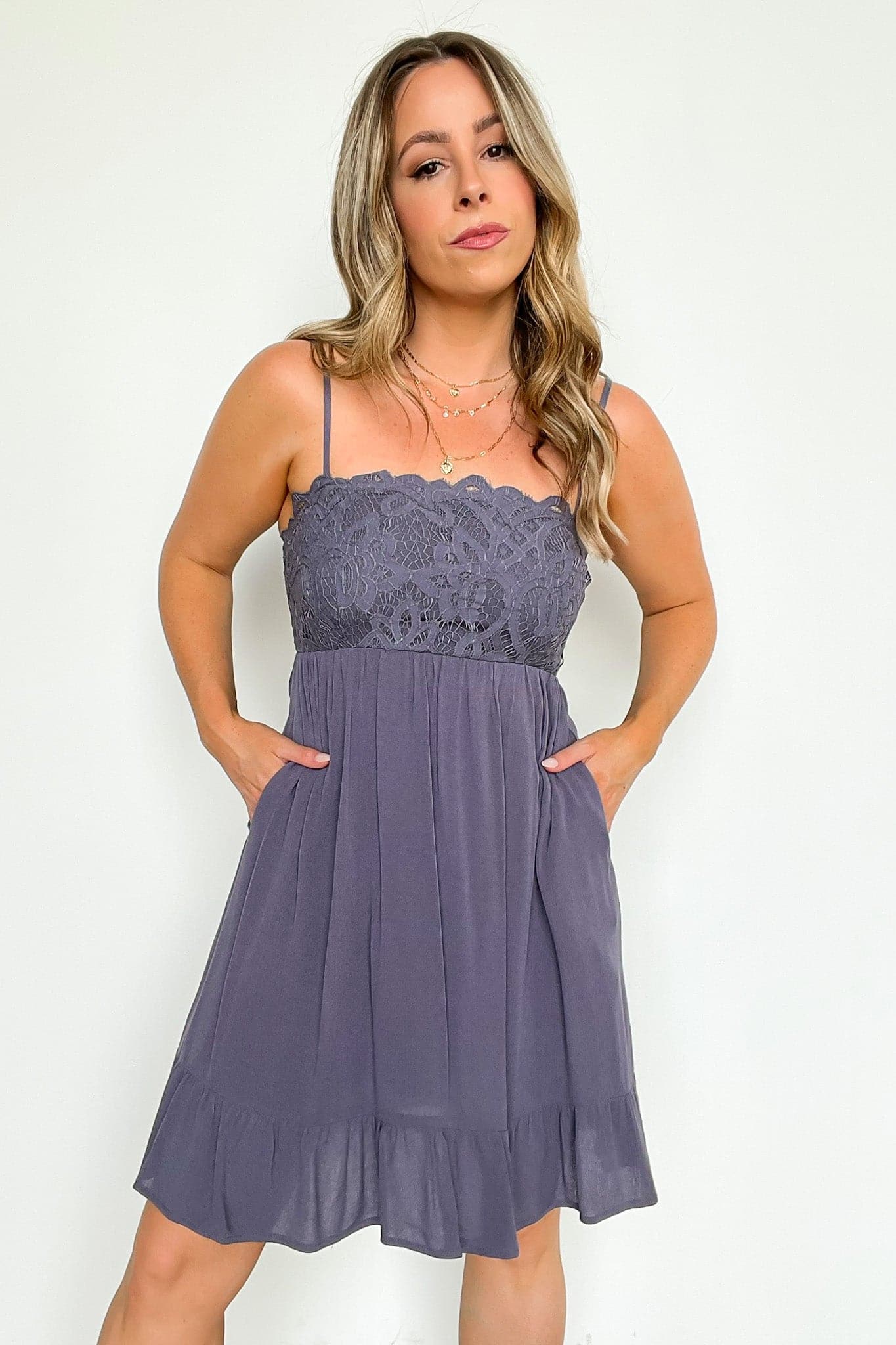  Easy Attention Lace Bodice Ruffle Dress - FINAL SALE - Madison and Mallory
