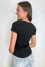 Easy Edge Snap Button Short Sleeve Top - FINAL SALE - Madison and Mallory