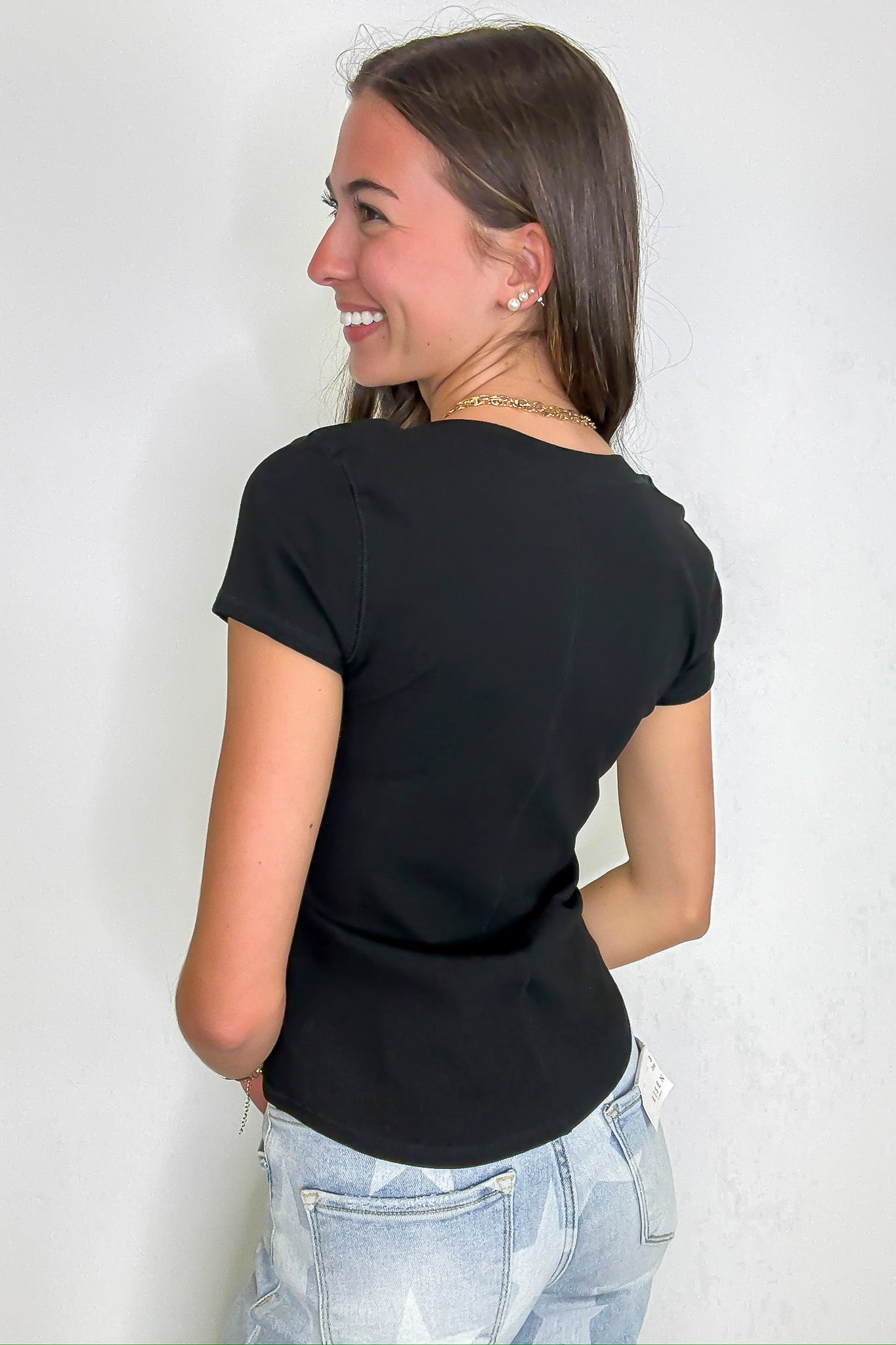 Easy Edge Snap Button Short Sleeve Top - FINAL SALE - Madison and Mallory