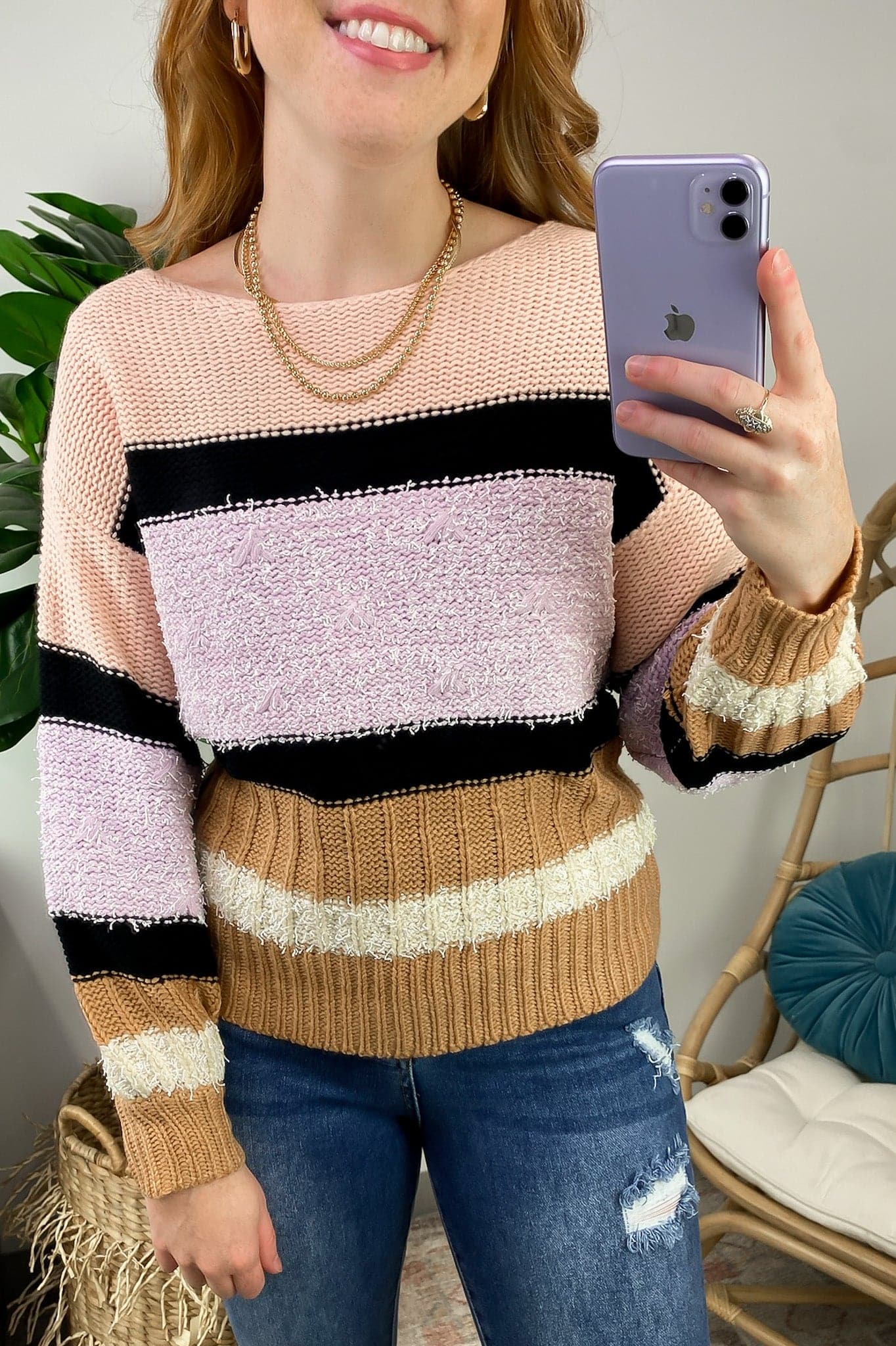 Easy Inspiration Color Block Striped Sweater - FINAL SALE - Madison and Mallory