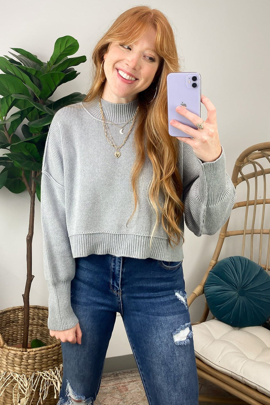 Heather Gray / SM Easy Retreat Cropped Oversized Sweater - FINAL SALE - Madison and Mallory