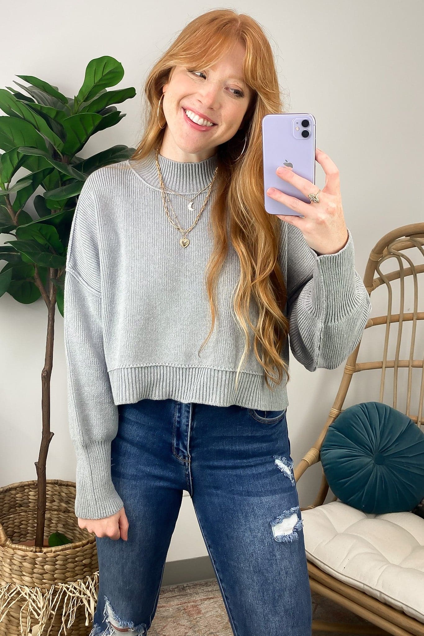 Heather Gray / SM Easy Retreat Cropped Oversized Sweater - FINAL SALE - Madison and Mallory