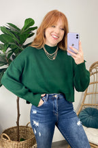Dark Green / SM Easy Retreat Cropped Oversized Sweater - FINAL SALE - Madison and Mallory