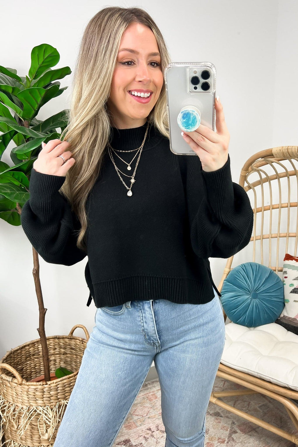 Black / SM Easy Retreat Cropped Oversized Sweater - FINAL SALE - Madison and Mallory