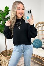 Black / SM Easy Retreat Cropped Oversized Sweater - FINAL SALE - Madison and Mallory