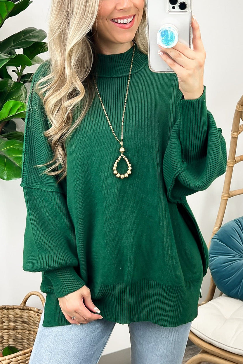 Side Slit Oversized Sweater in Rust