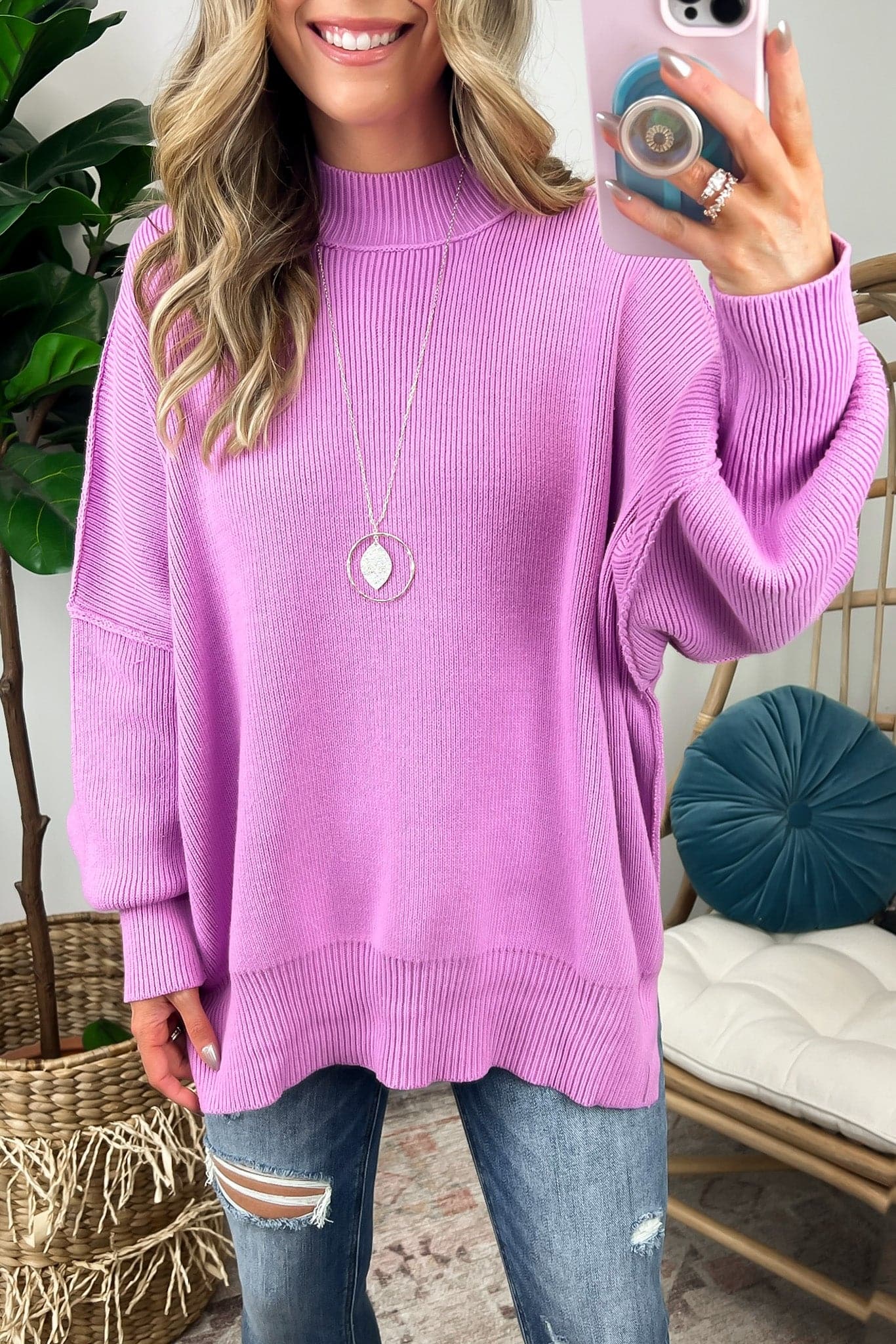  Easy Retreat Oversized Side Slit Sweater - BACK IN STOCK - Madison and Mallory