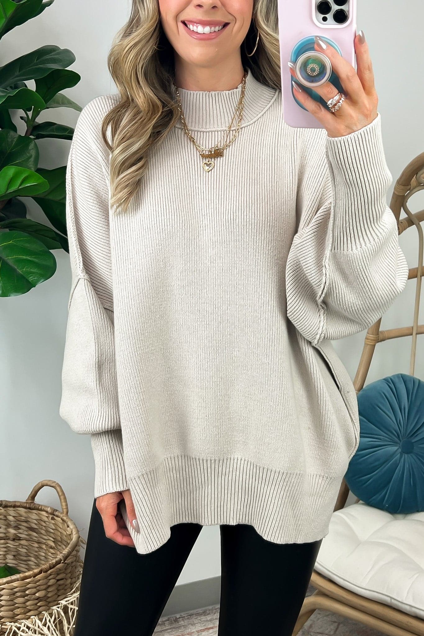  Easy Retreat Oversized Side Slit Sweater - BACK IN STOCK - Madison and Mallory