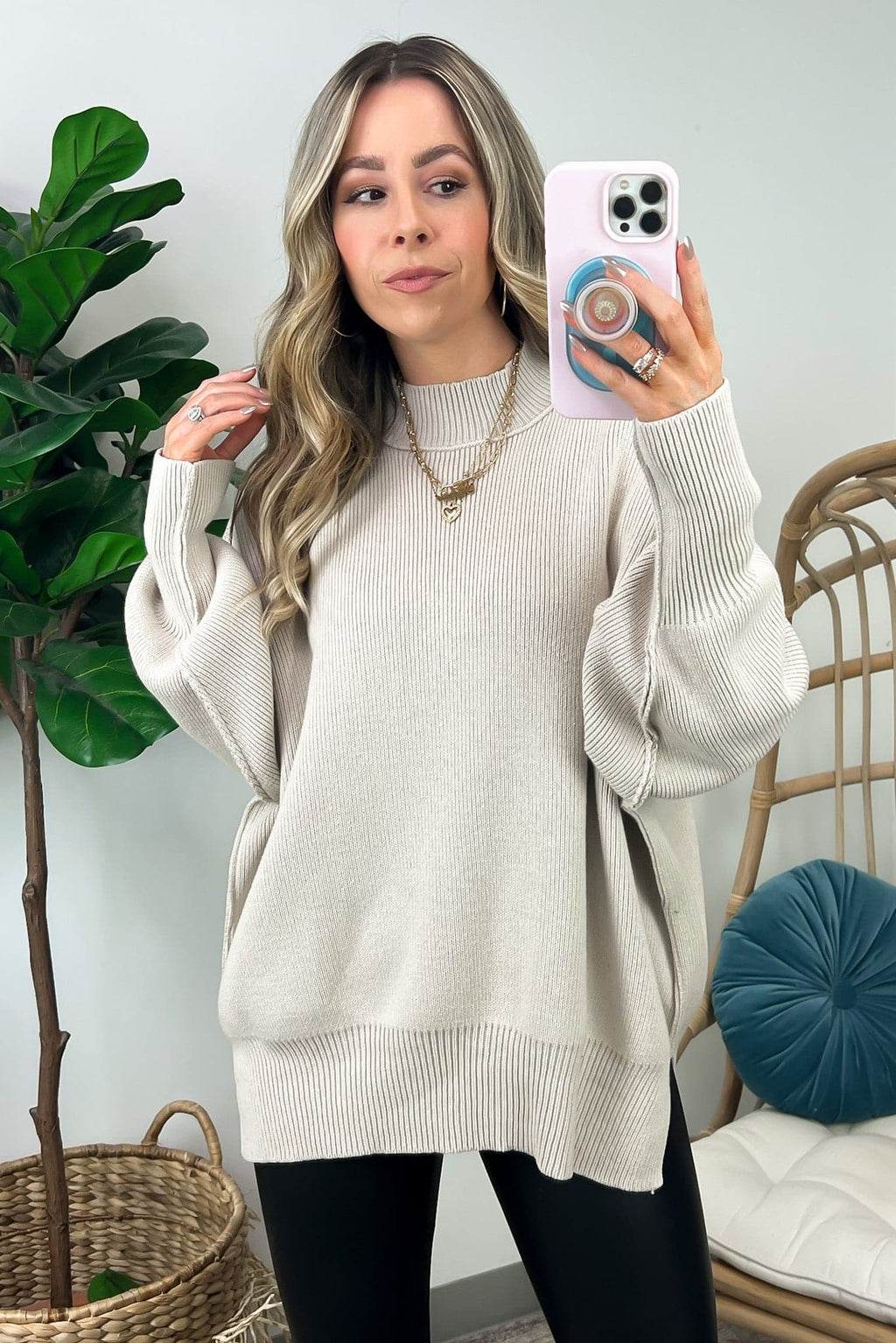  Easy Retreat Oversized Side Slit Sweater - BACK IN STOCK - Madison and Mallory