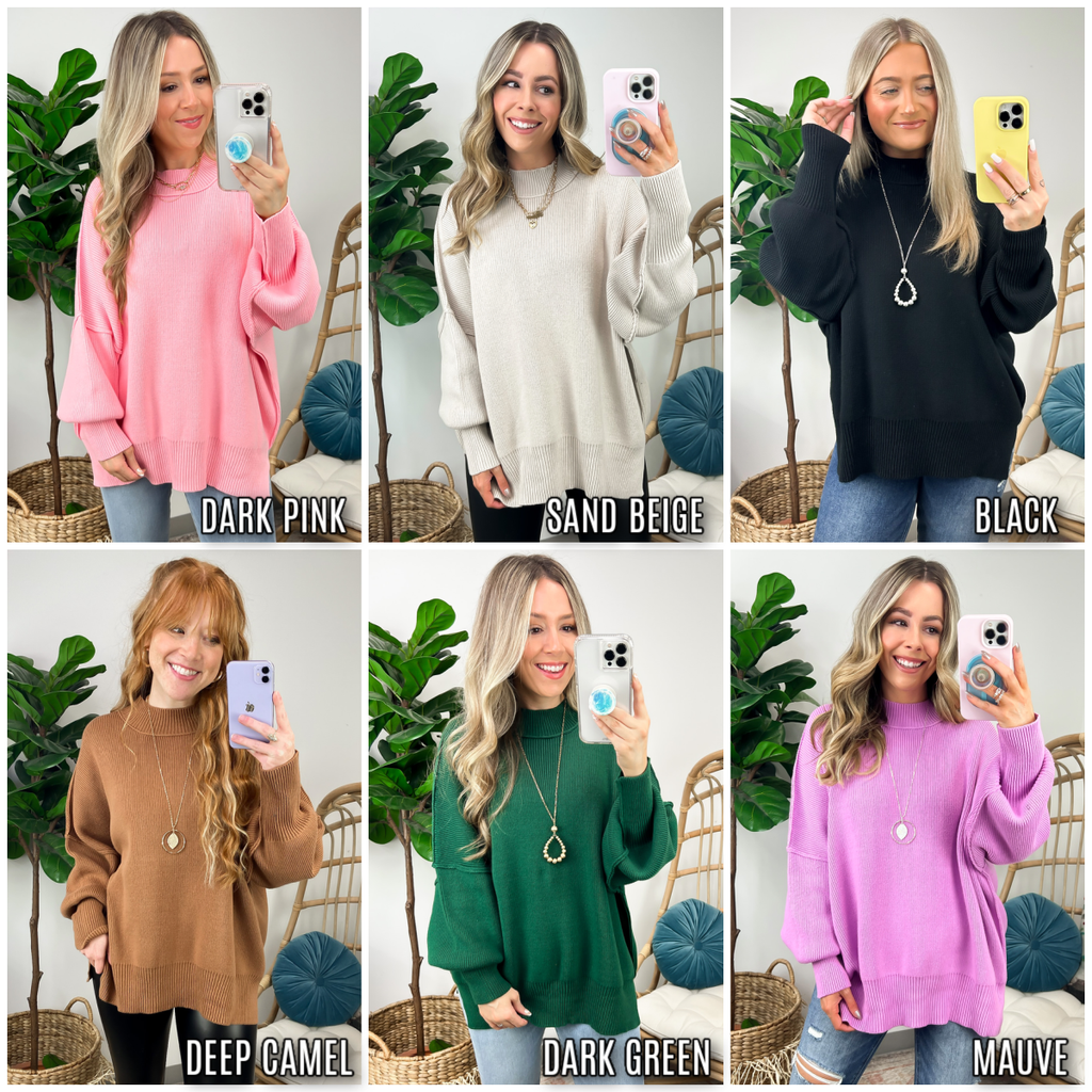  Easy Retreat Oversized Side Slit Sweater - BACK IN STOCK - Madison and Mallory