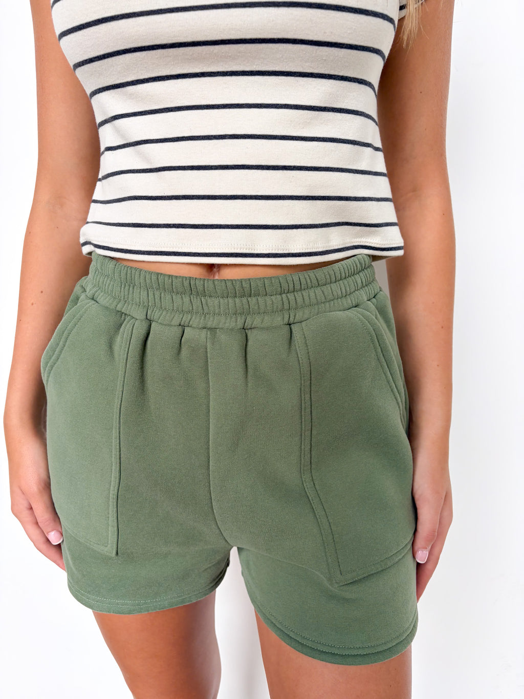 Forest Green / S Easy Comfort Knit Detail Lounge Shorts - Madison and Mallory
