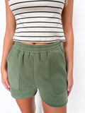 Forest Green / S Easy Comfort Knit Detail Lounge Shorts - Madison and Mallory