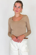 Dark Taupe / S Easy Form Scoop Neck Top - Madison and Mallory