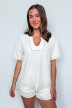 Ivory / S Easy Motion Terry Knit Top and Shorts Set - Madison and Mallory