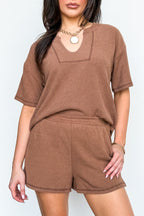Easy Motion Terry Knit Top and Shorts Set - Madison and Mallory