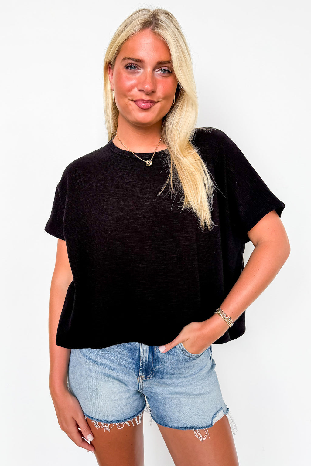 Black / SM Easy Weekend Oversized Top - Madison and Mallory