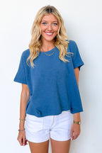 Dusty Blue / SM Easy Weekend Oversized Top - Madison and Mallory