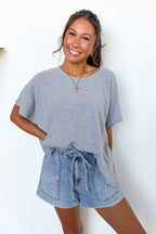 Heather Gray / SM Easy Weekend Oversized Top - Madison and Mallory
