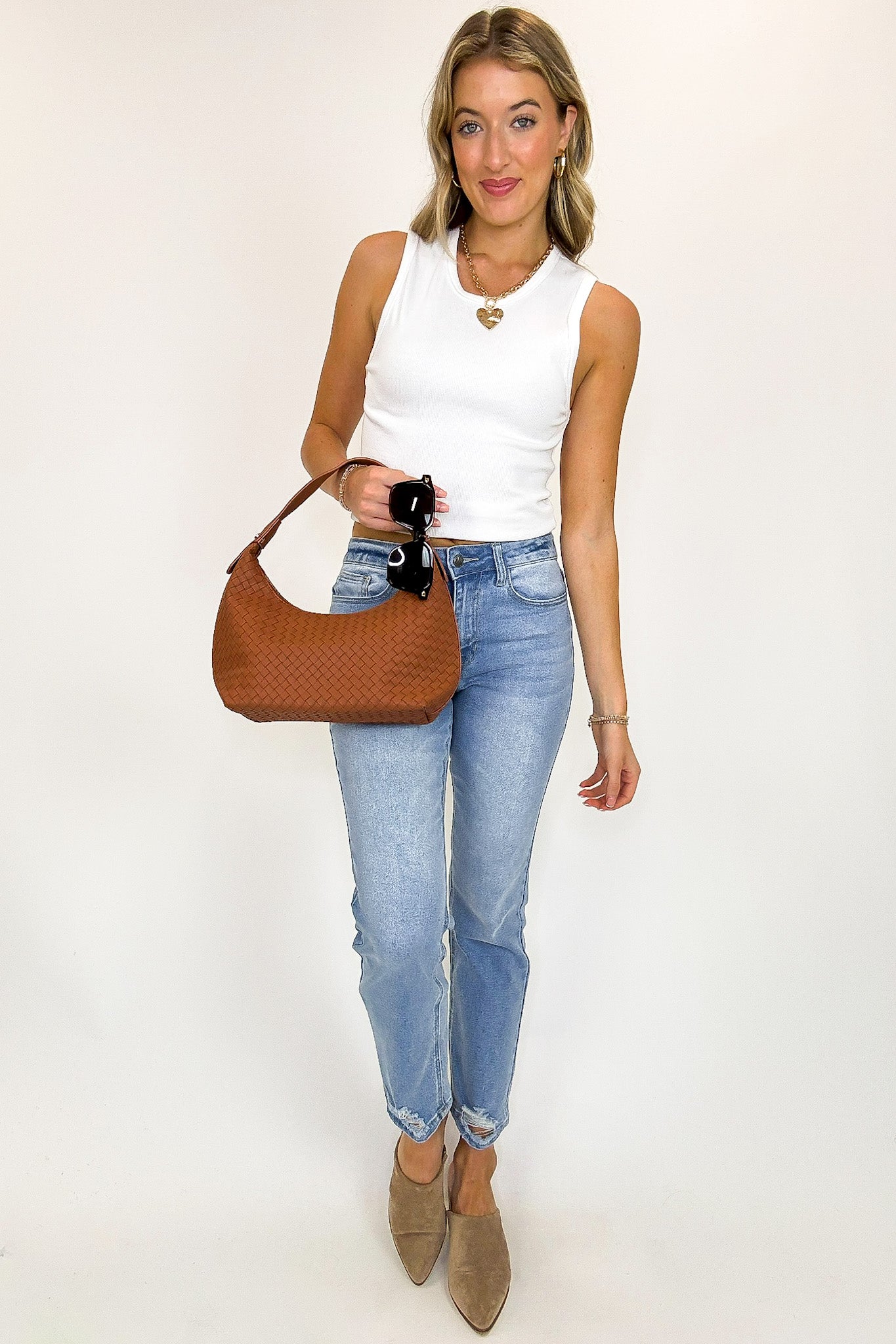 Edge Line Distressed Hem Straight Jeans - Madison and Mallory